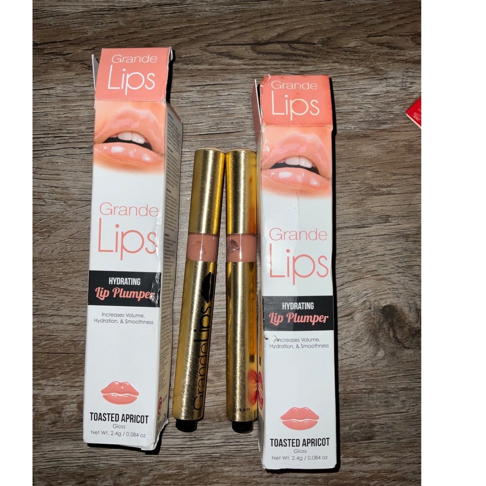 Grande Cosmetics Lip Plumper Toasted Apricot Hydrating Gloss Volumizing Set of 2